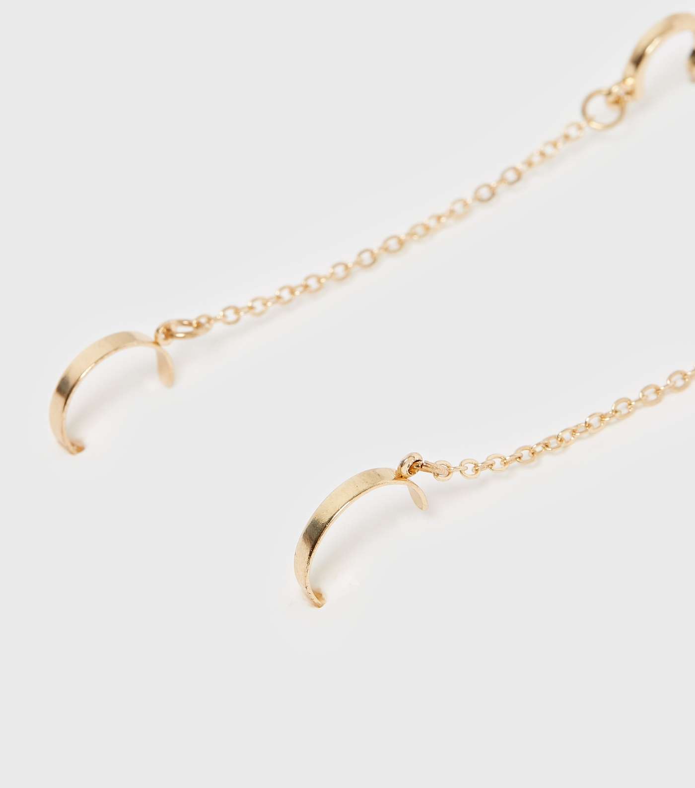 Gold Cuff Chain Drop Earrings Image 2
