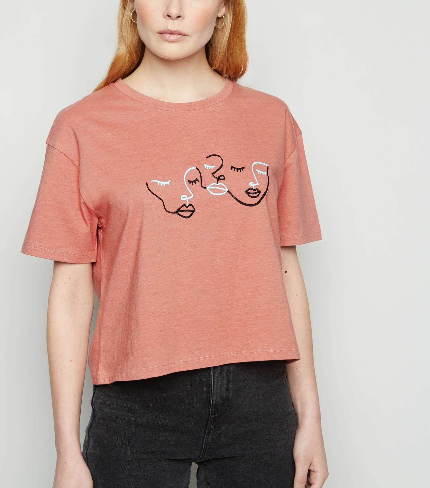 Rust Face Embroidered T-Shirt