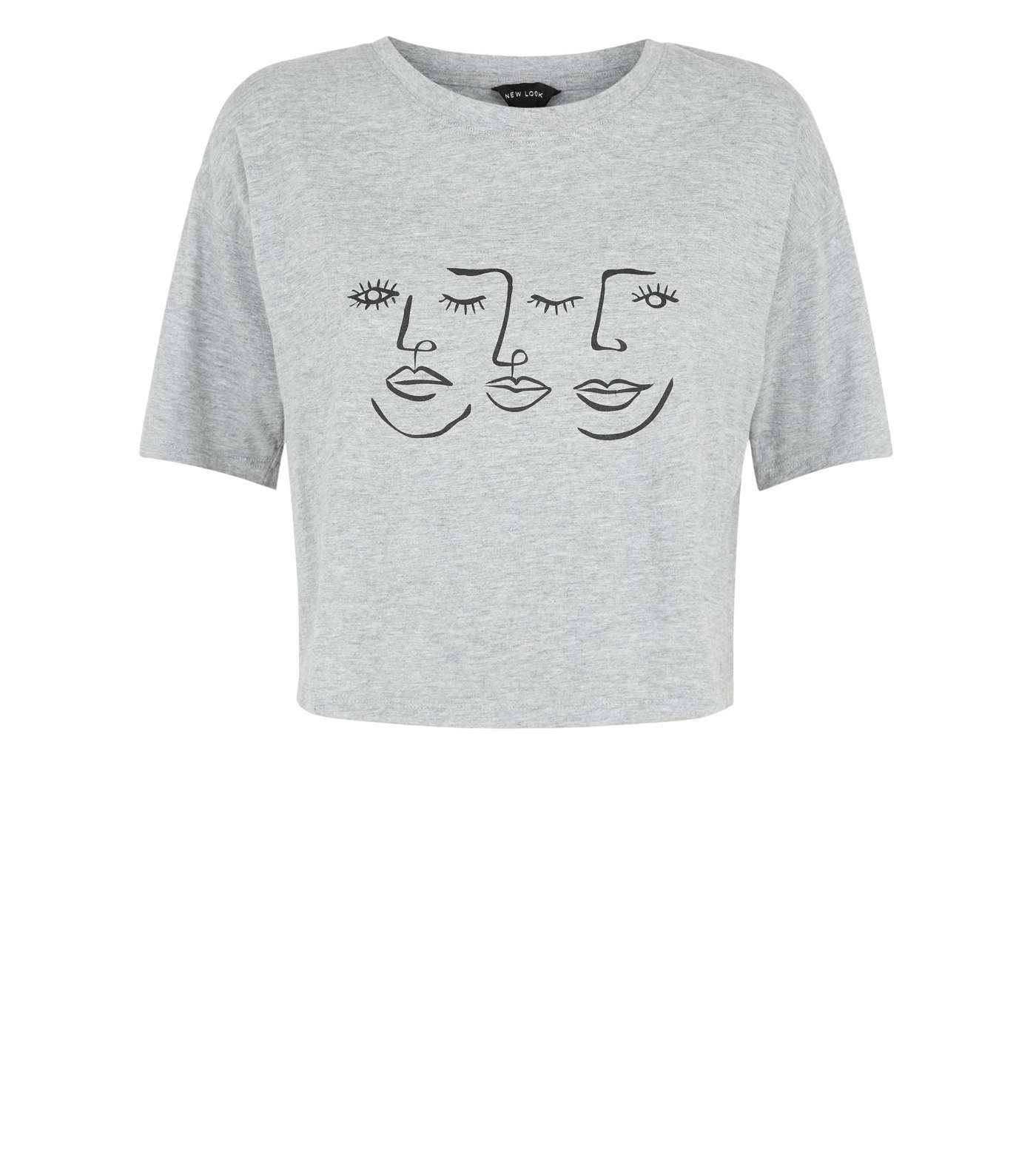Pale Grey Sketch Face T-Shirt Image 4