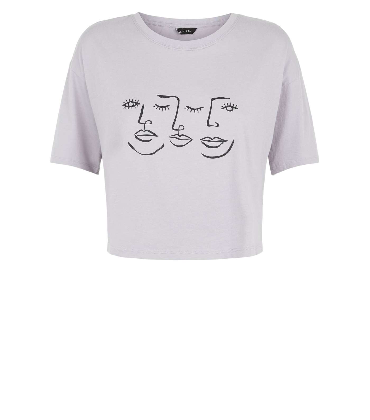 Lilac Sketch Face T-Shirt Image 4