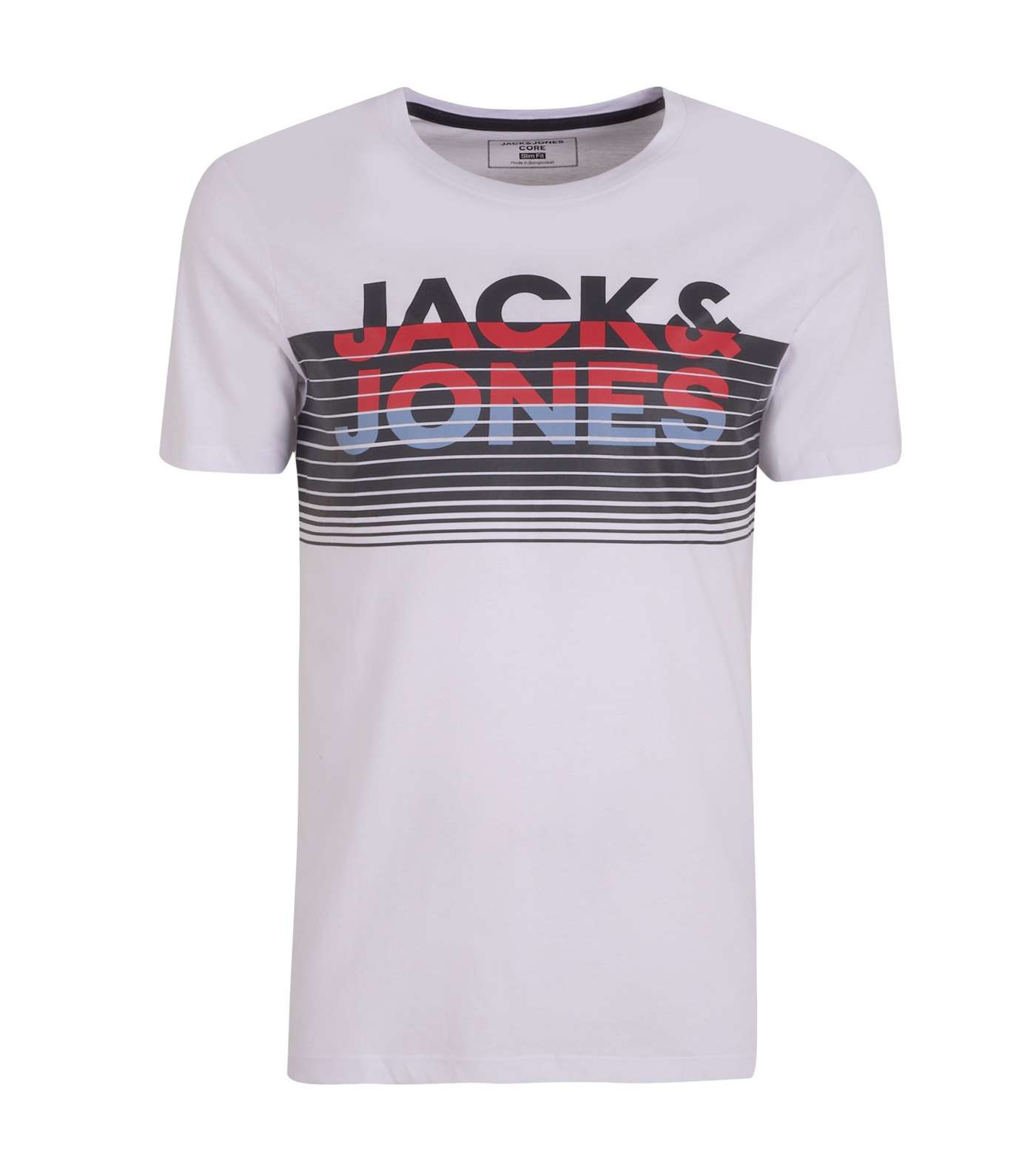 Jack & Jones White Box Stripe Logo T-Shirt