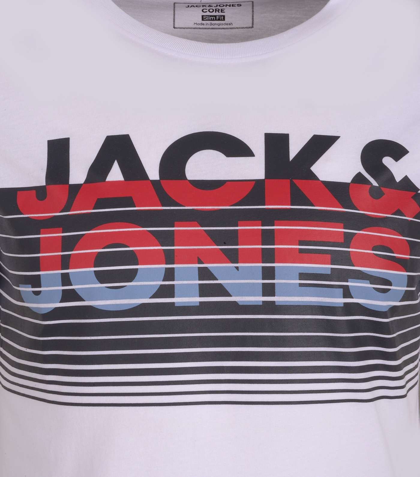 Jack & Jones White Box Stripe Logo T-Shirt Image 3