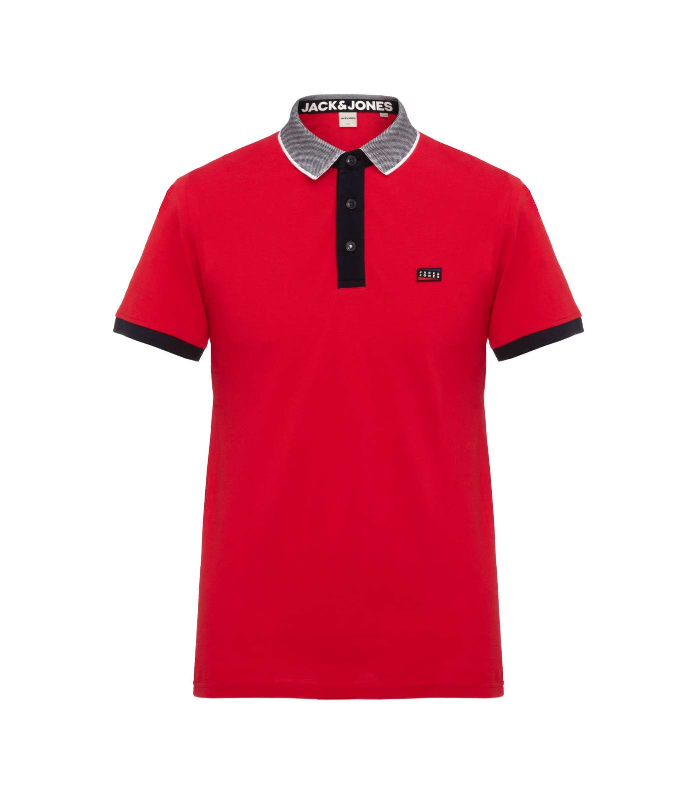 Jack & Jones Red Colour Block Polo Shirt
