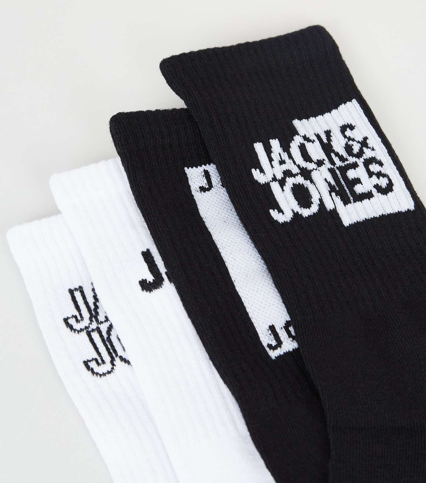 Jack & Jones 4 Pack White and Black Socks Image 2