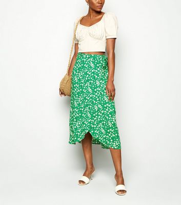 new look green midi skirt