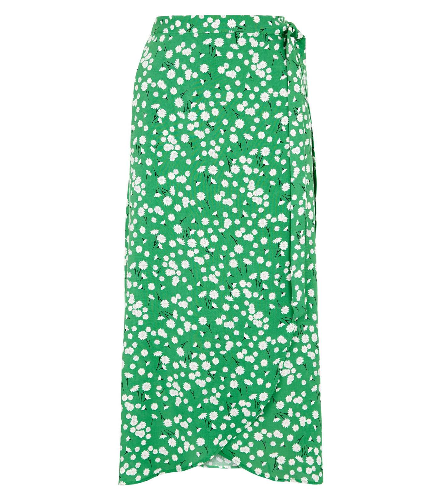 Green Daisy Print Midi Wrap Skirt Image 4
