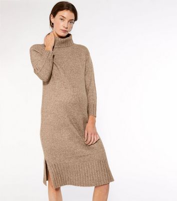 Maternity Camel Roll Neck Midi Jumper 