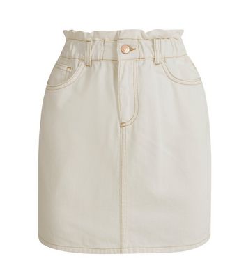 new look white denim skirt
