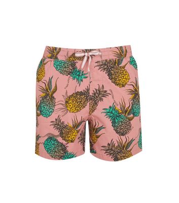 Image of Jack & Jones Mid Pink Pineapple Shorts New Look