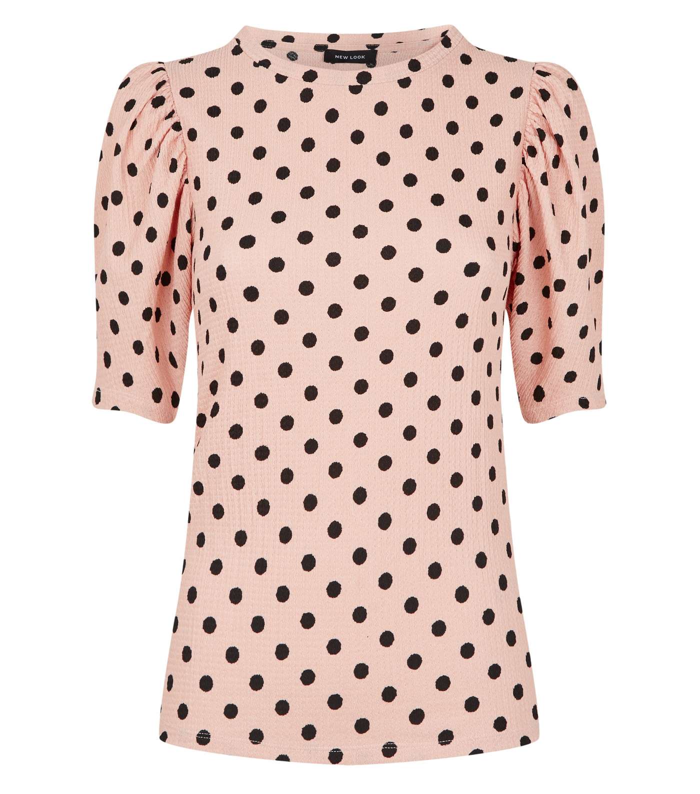Pink Spot Textured Puff Sleeve Top Image 4