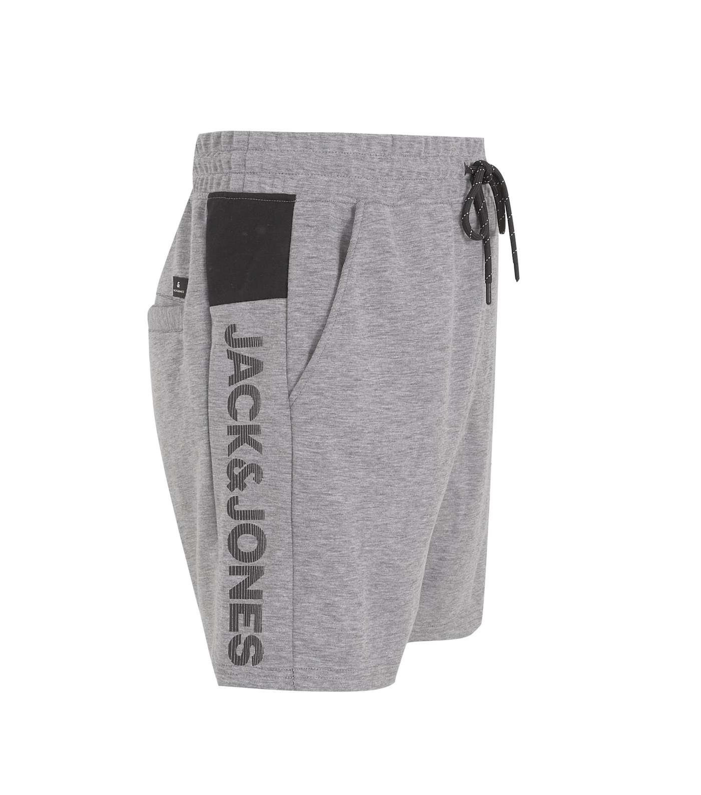 Jack & Jones Grey Marl Stripe Logo Side Jersey Shorts  Image 3