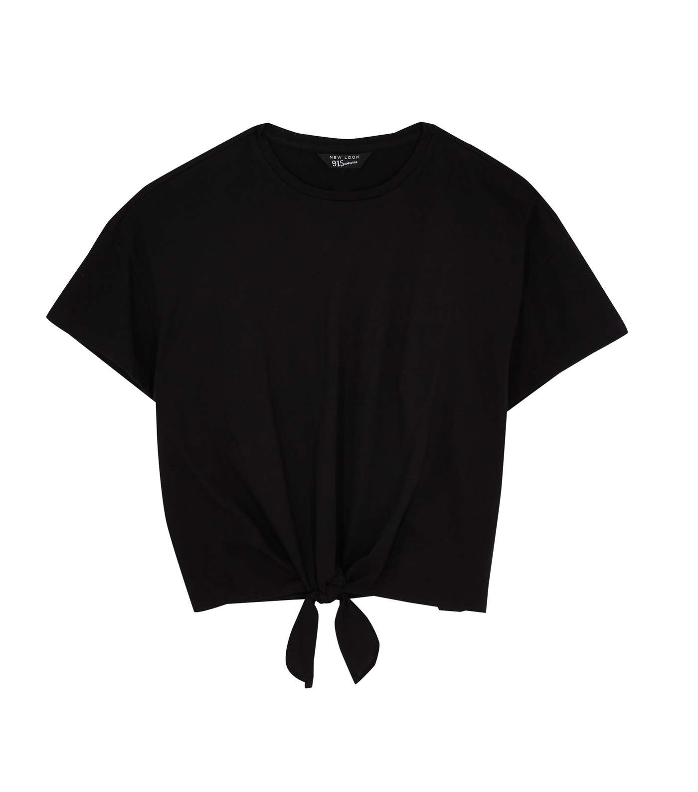 Girls Black Tie Front T-Shirt Image 5