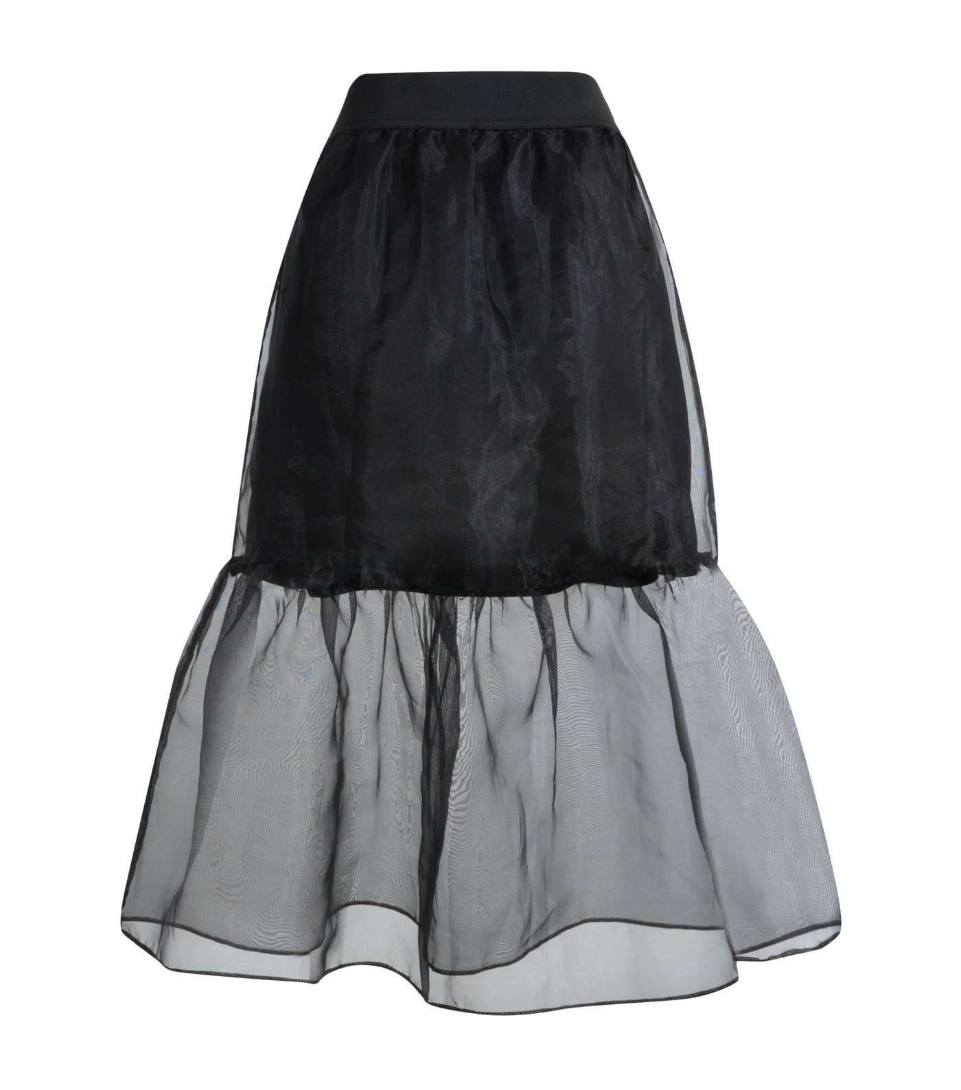 Black Organza Tiered Midi Skirt Image 2