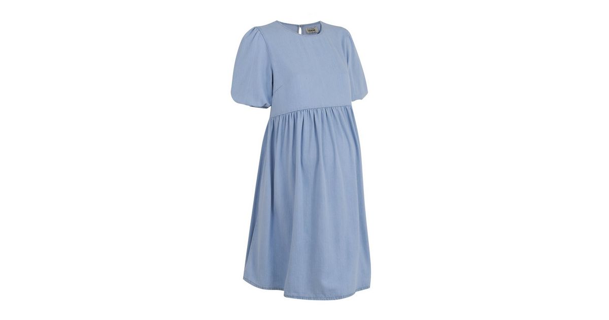 Maternity Blue Denim Smock Dress New Look