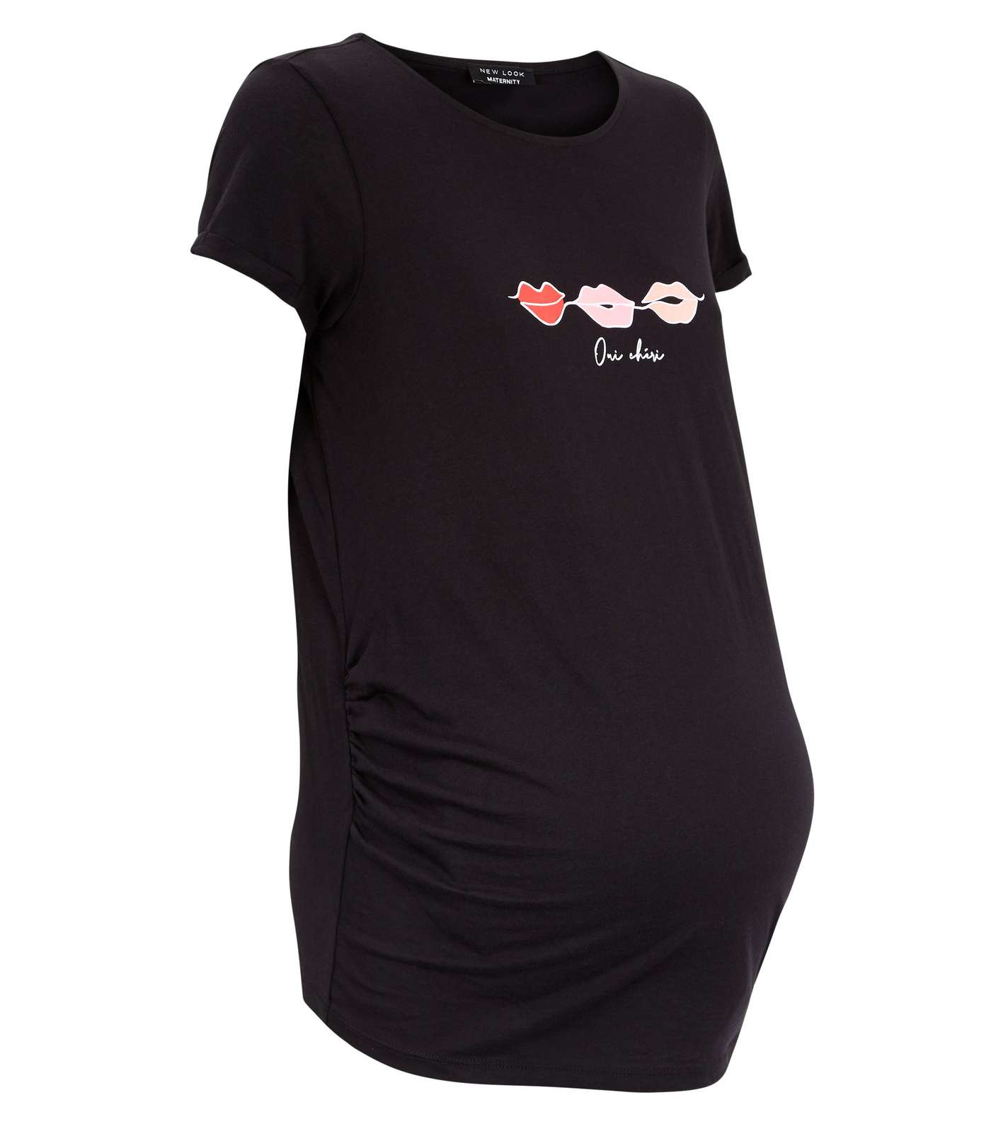 Maternity Black French Slogan T-Shirt Image 4