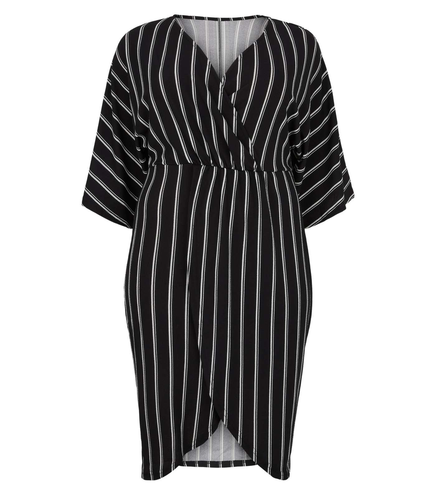 Mela Curves Black Stripe Wrap Dress Image 4