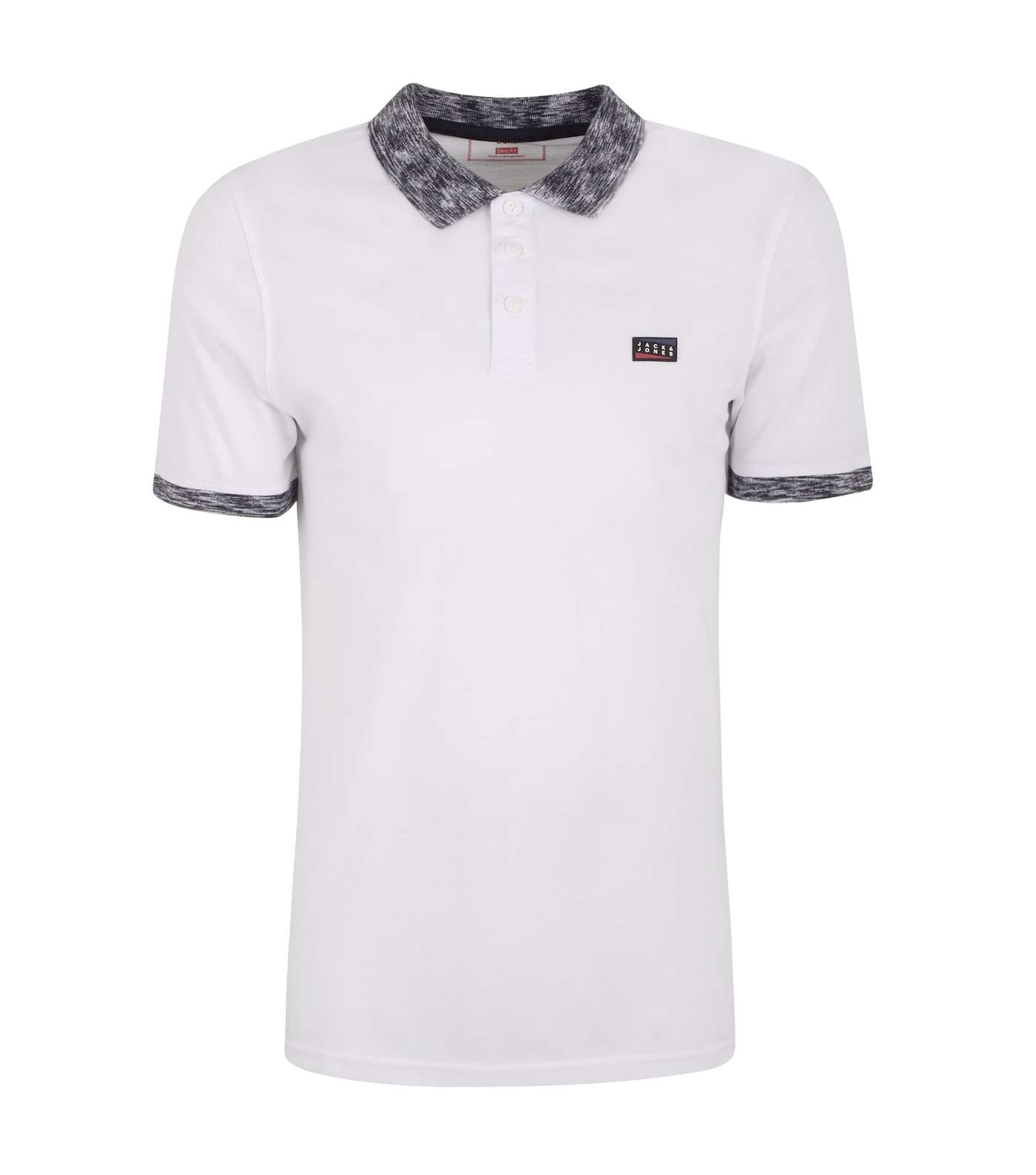 Jack & Jones White Contrast Collar Polo Shirt