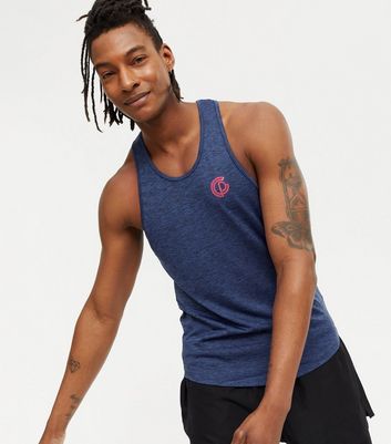 Image of GymPro Navy Stringer Vest New Look