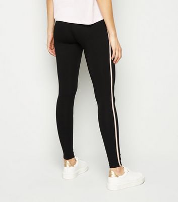 Black and Pink Side Stripe Leggings New Look