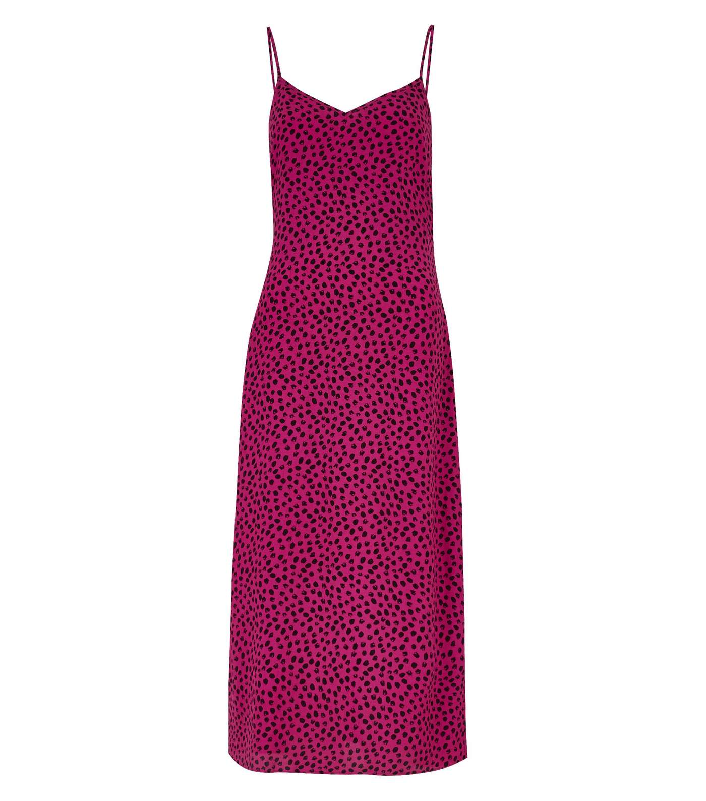 Pink Abstract Spot Midi Slip Dress 