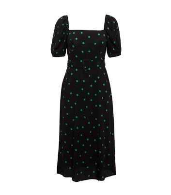 black polka dot dress new look