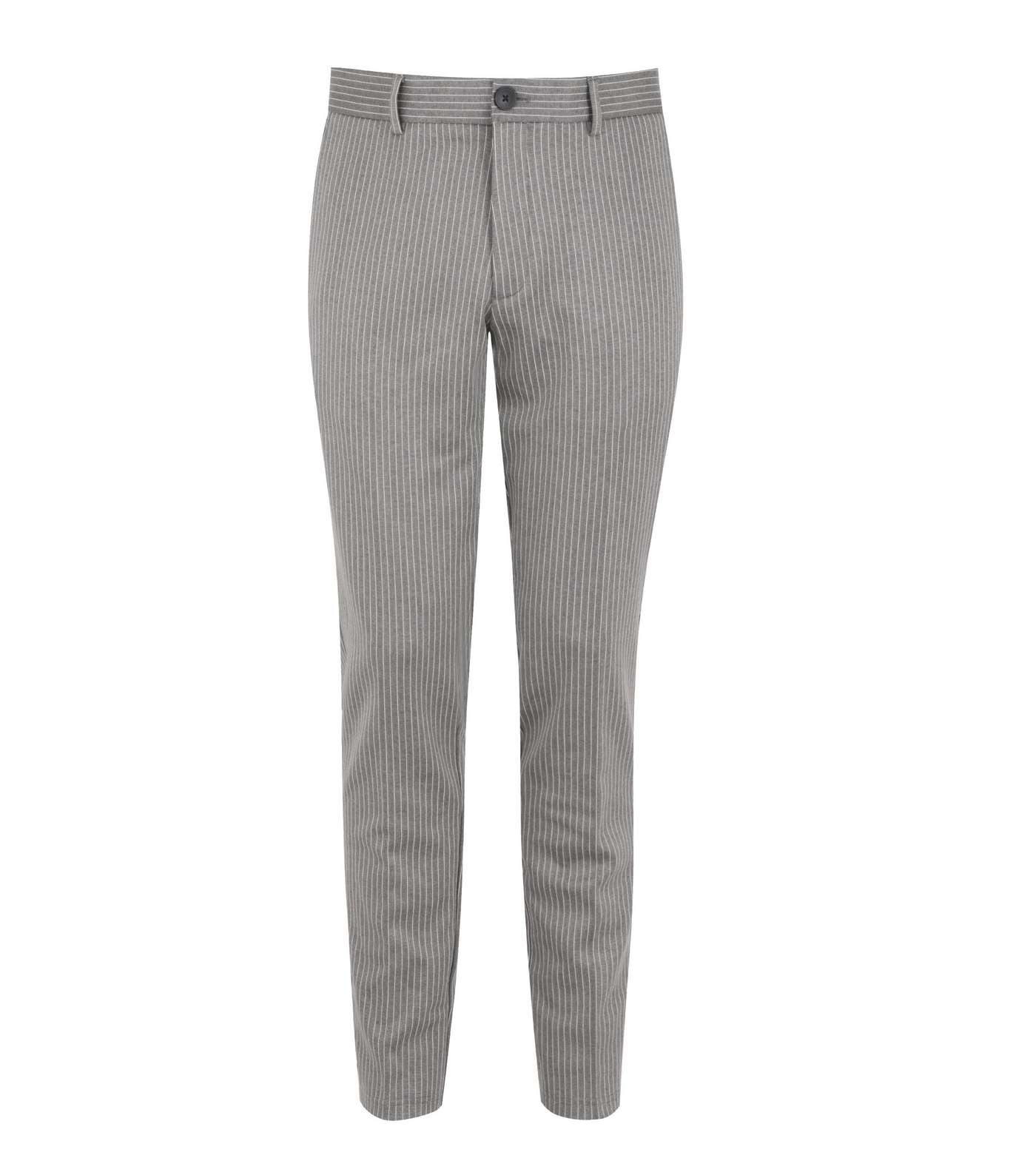 Jack & Jones Grey Marl Pinstripe Trousers