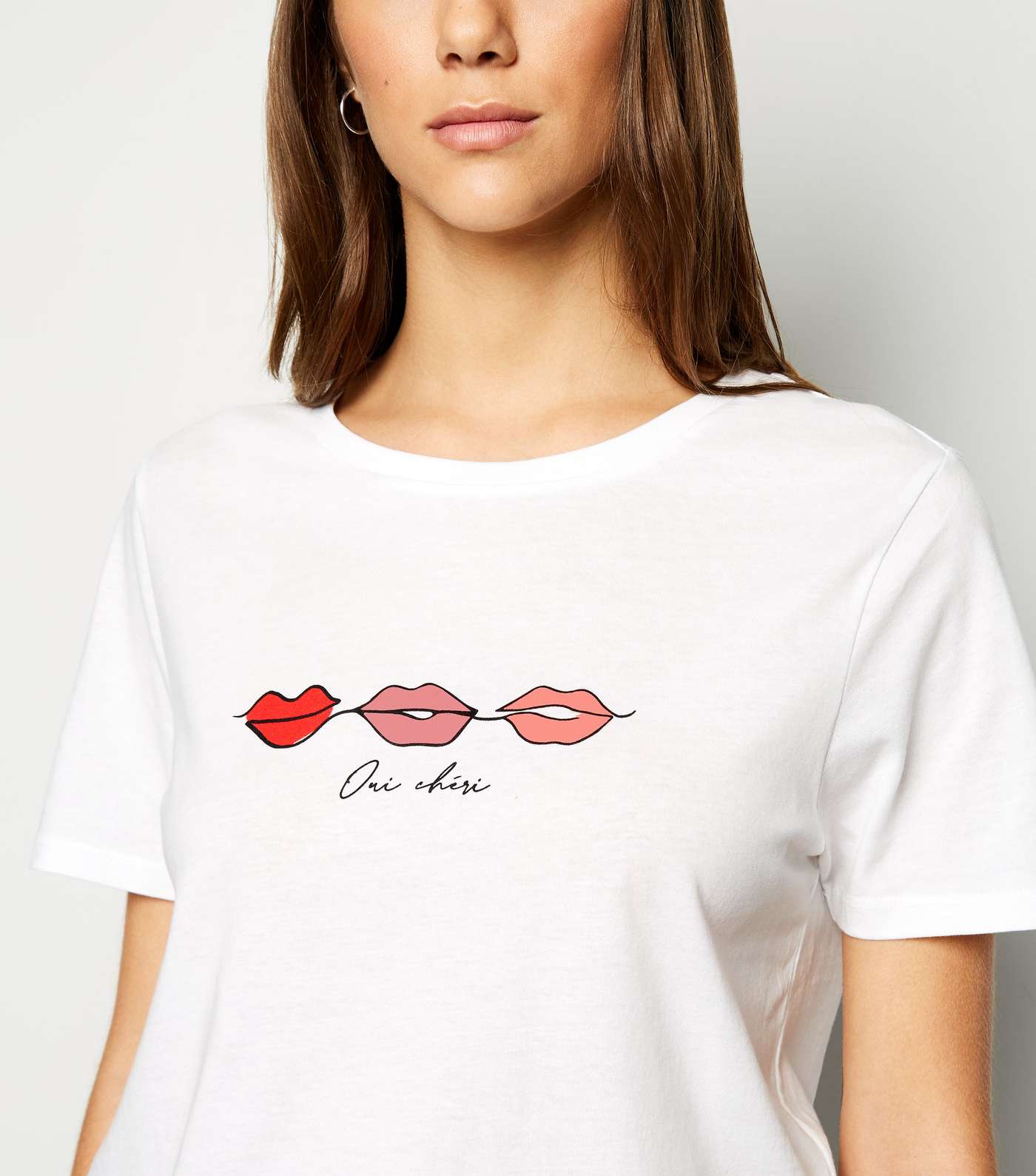 White Lip Sketch Slogan T-Shirt Image 5