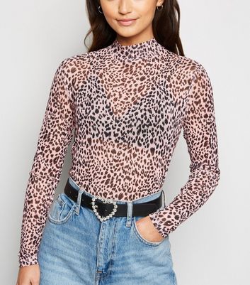 leopard print mesh trousers