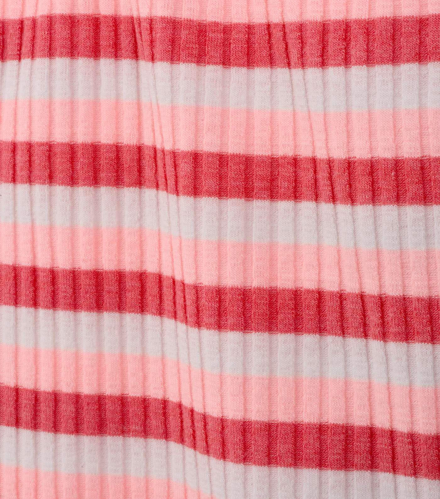 Girls Pink Stripe Ribbed Mini Dress  Image 3