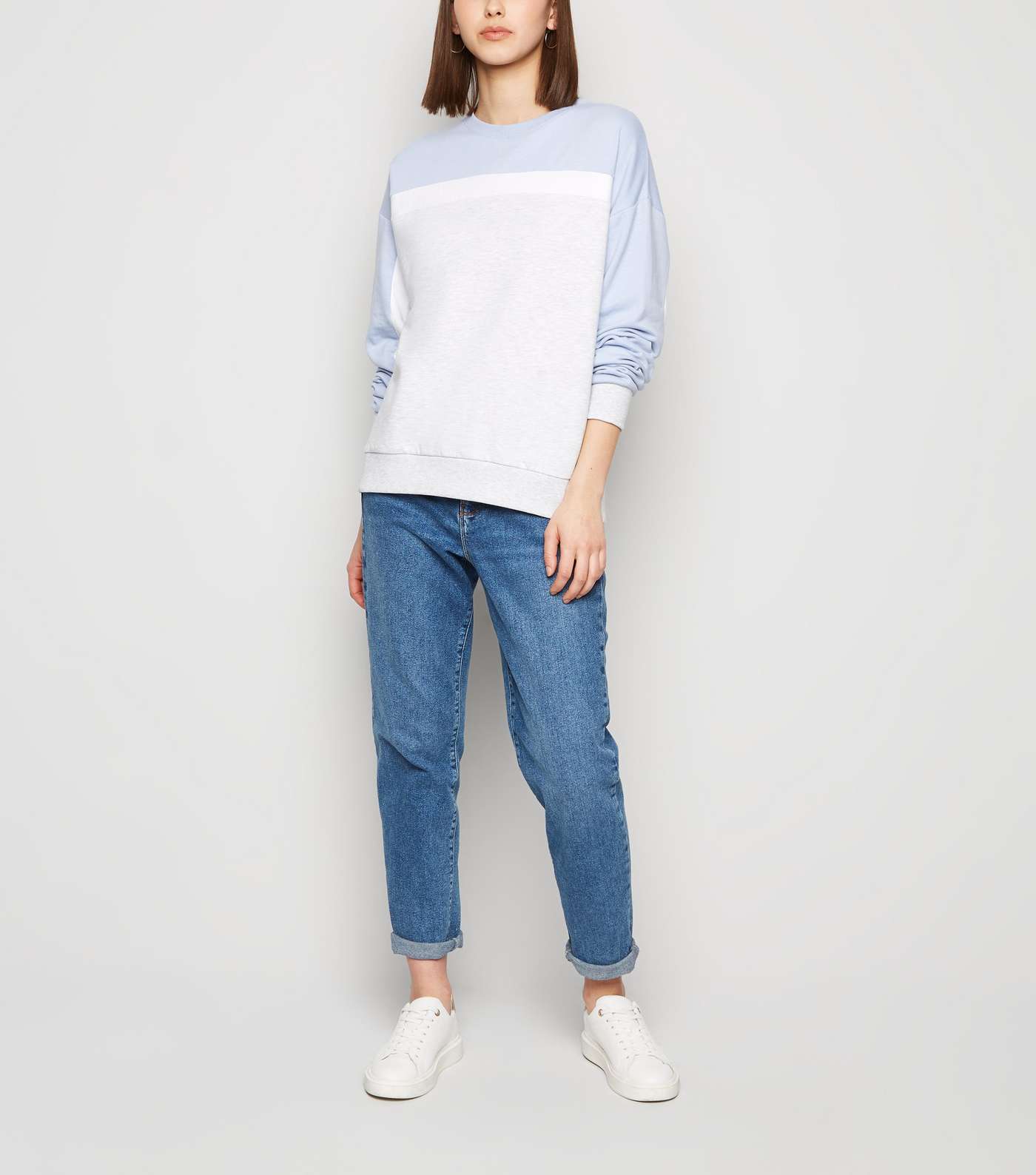 Pale Blue Colour Block Sweatshirt Image 2