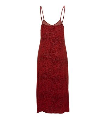 red leopard print slip dress
