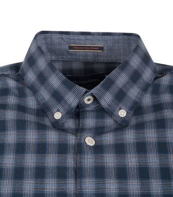 Image of Jack & Jones Navy Check Short Sleeve Shirt New Look