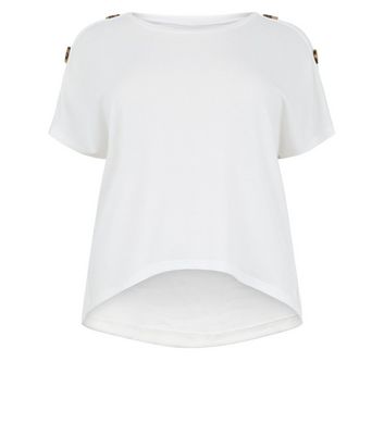 Image of Apricot Curves Cream Button Shoulder Top New Look