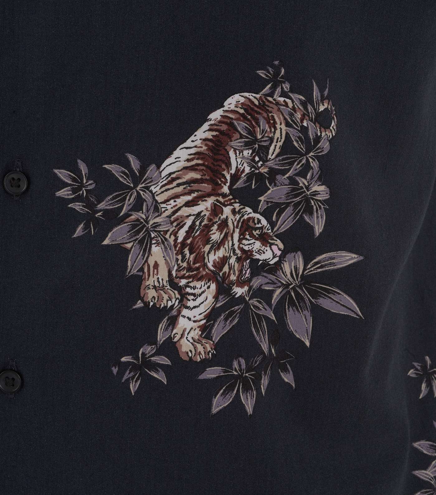 Jack & Jones Black Tiger Jungle Print Short Sleeve Shirt Image 3
