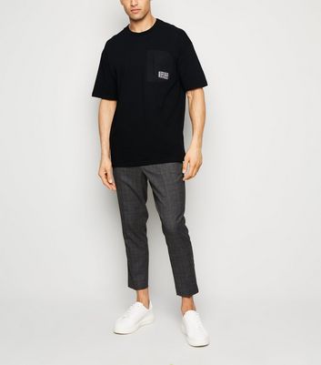 Image of Black Woven Pocket Short Sleeve T-Shirt New Look