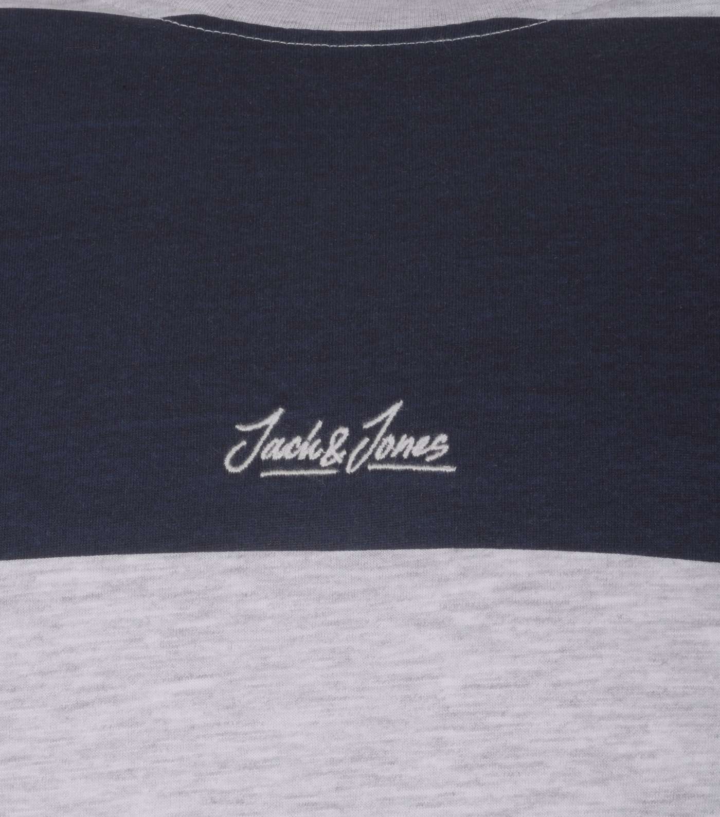 Jack & Jones Navy Stripe Logo T-Shirt  Image 3