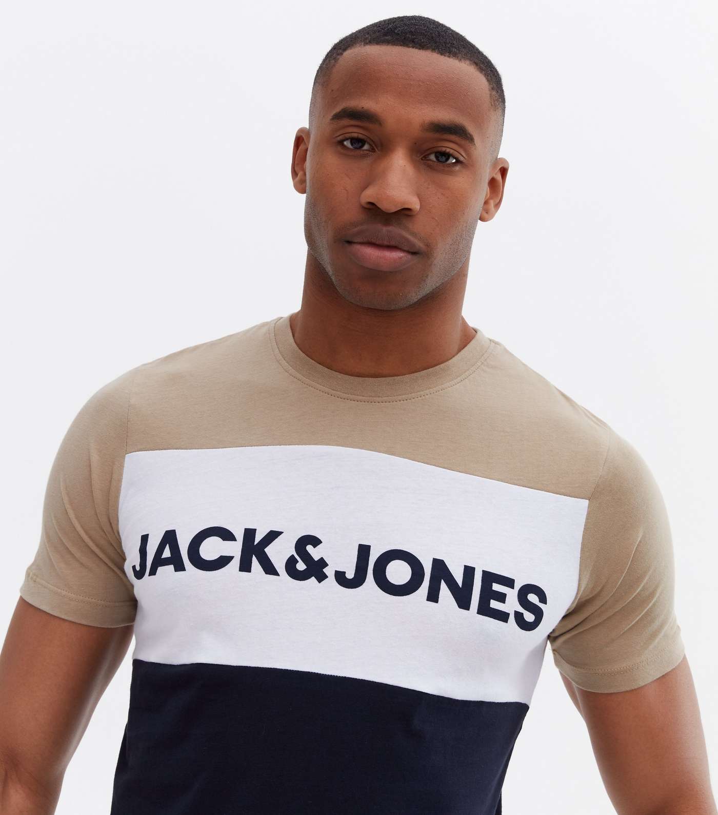Jack & Jones Stone Colour Block Logo T-Shirt