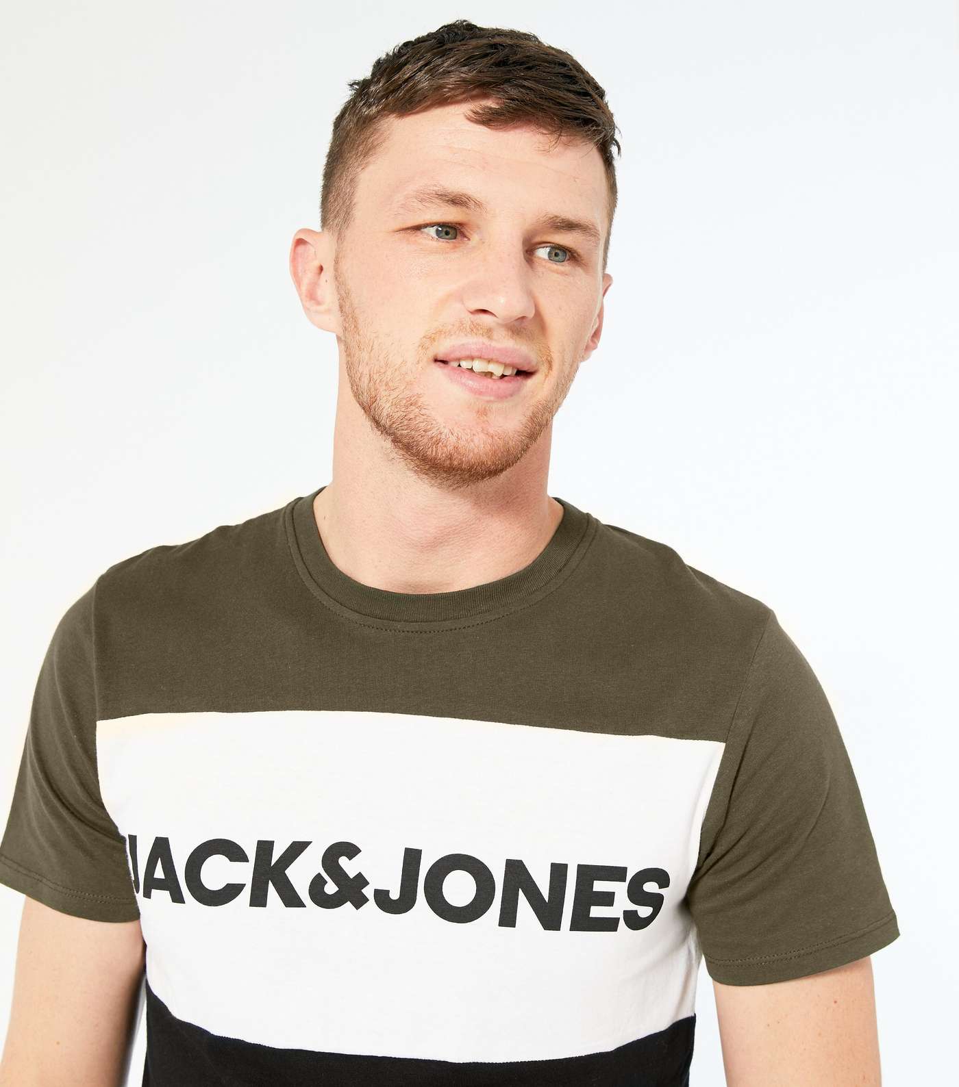 Jack & Jones Green Colour Block Logo T-Shirt Image 3