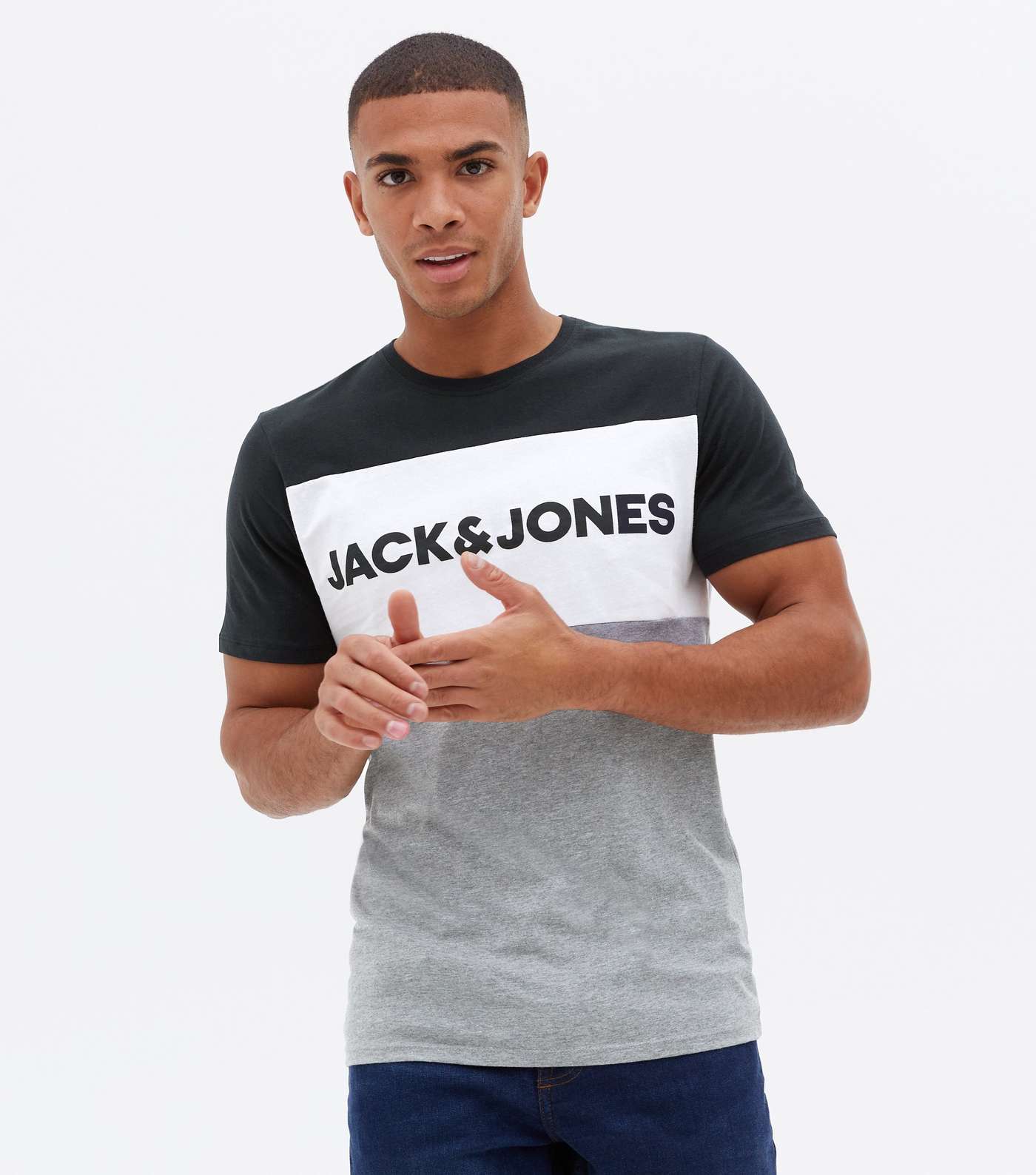 Jack & Jones Navy Colour Block Logo T-Shirt