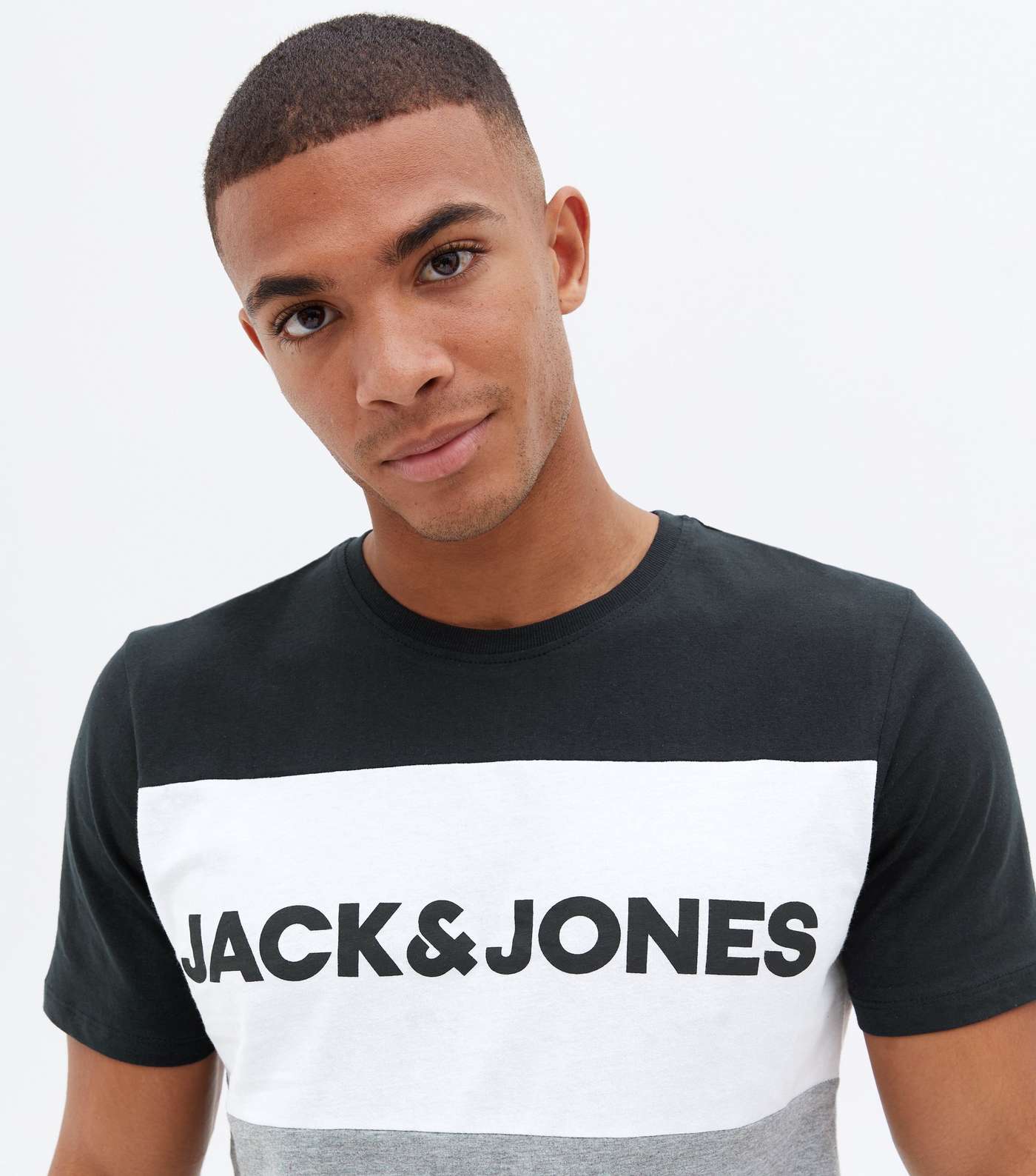 Jack & Jones Navy Colour Block Logo T-Shirt Image 3