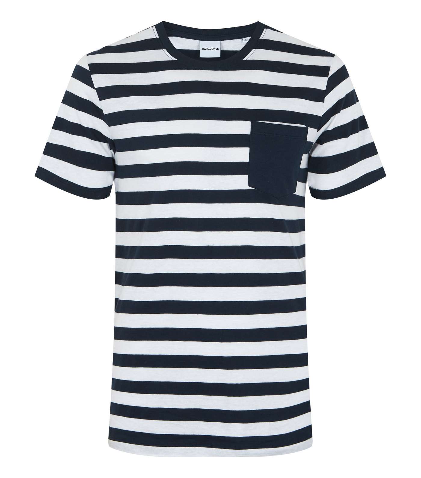 Jack & Jones White Stripe Crew Neck T-Shirt Image 5