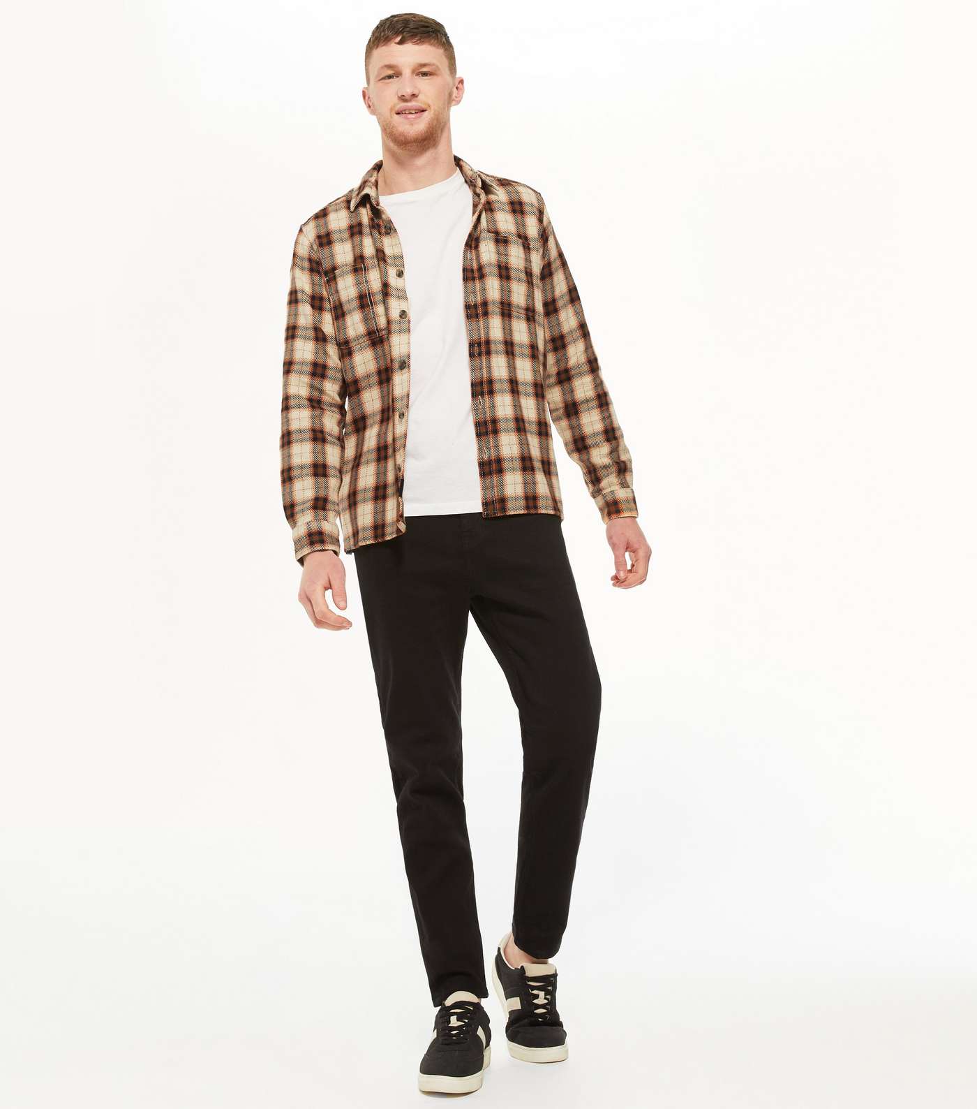 Only & Sons Cream Check Long Sleeve Shirt Image 2