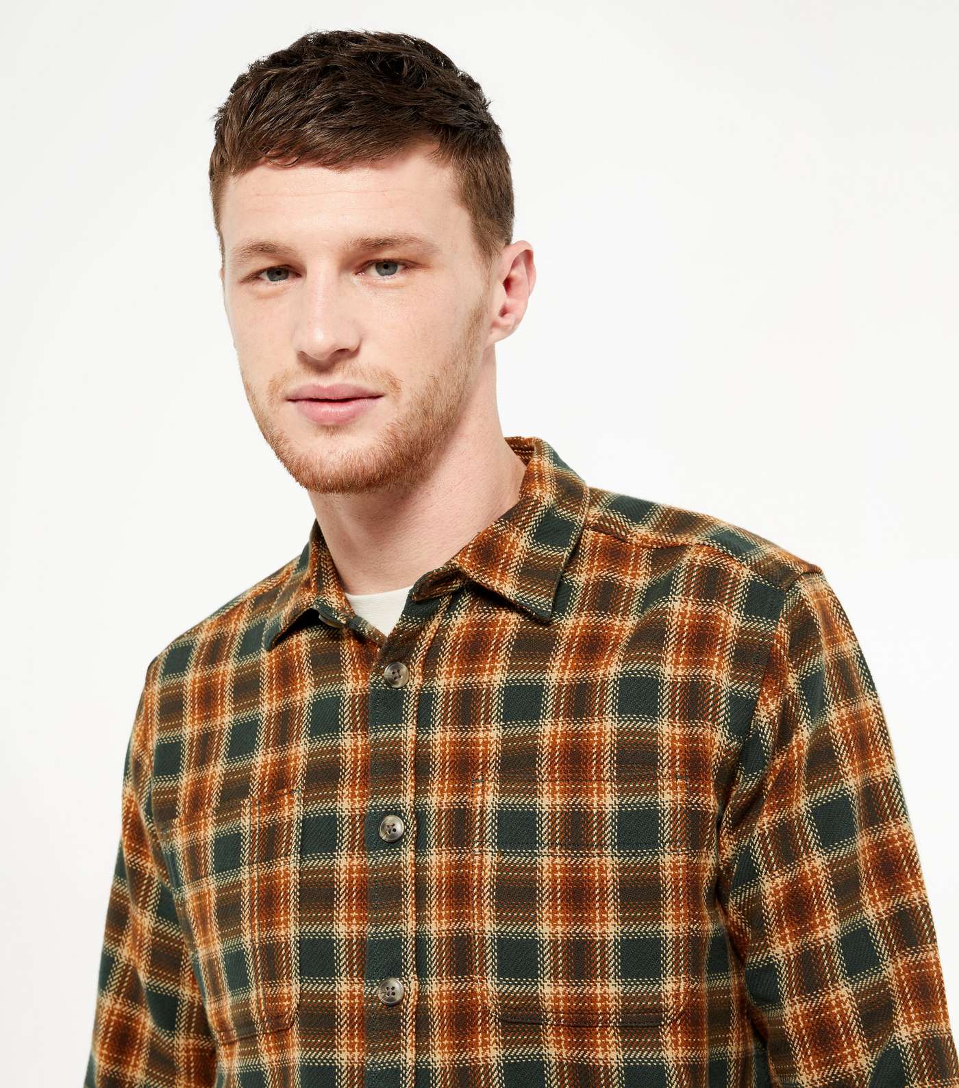 Only & Sons Orange Check Long Sleeve Shirt Image 3