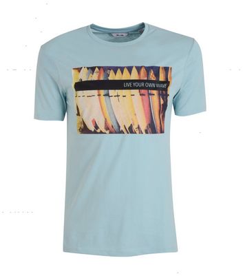 Image of Only & Sons Pale Blue Logo T-Shirt New Look