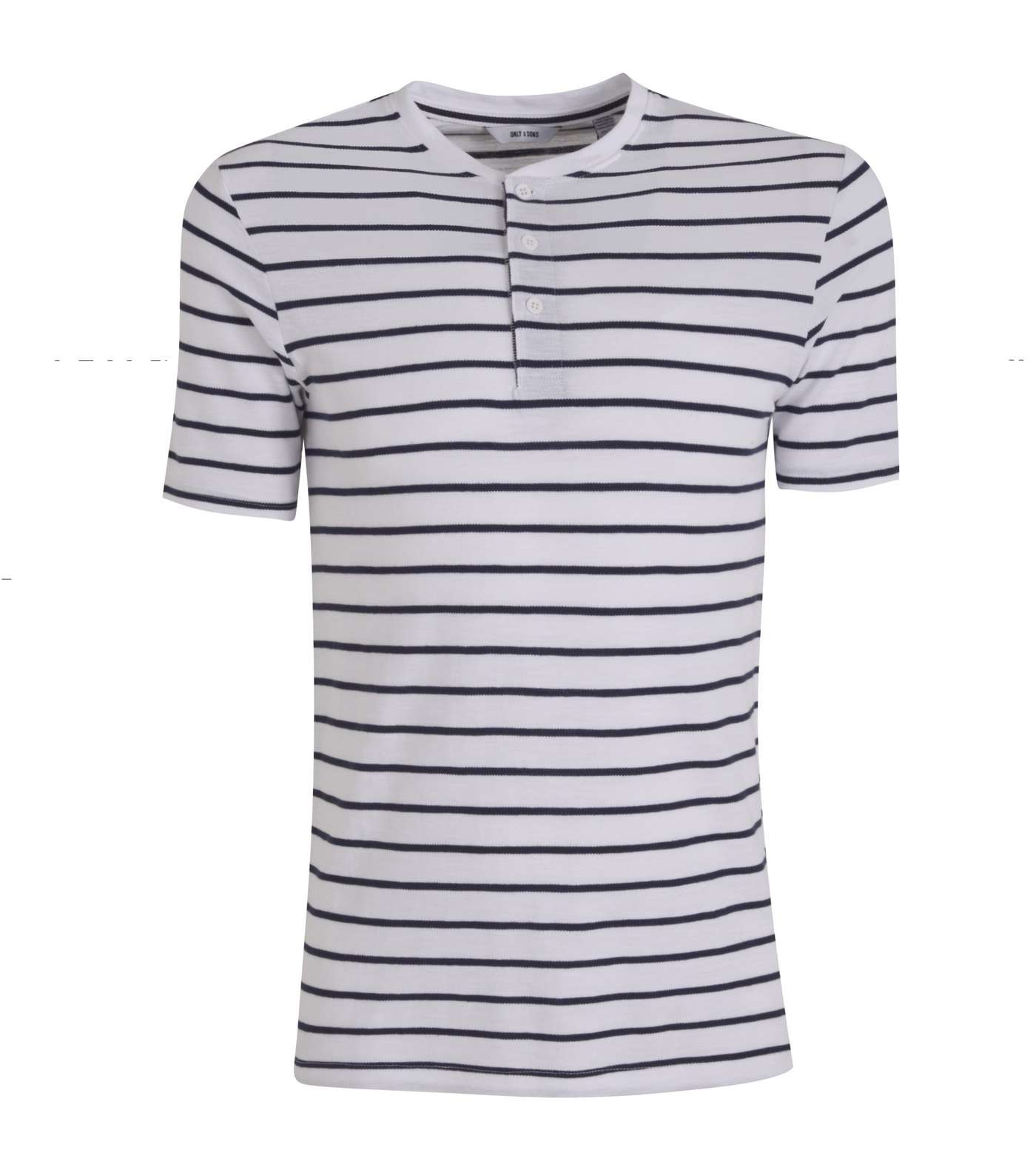 Only & Sons Navy Stripe Button Up T-Shirt