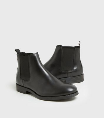 Image of Dark Grey Leather Chelsea Boots New Look