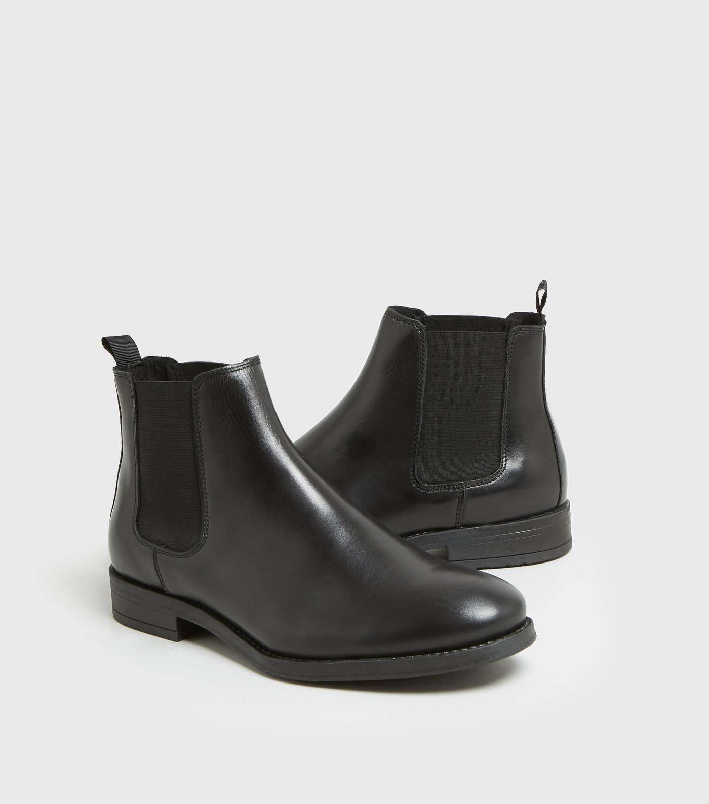 Dark Grey Leather Chelsea Boots Image 2