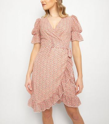 ditsy floral wrap dress