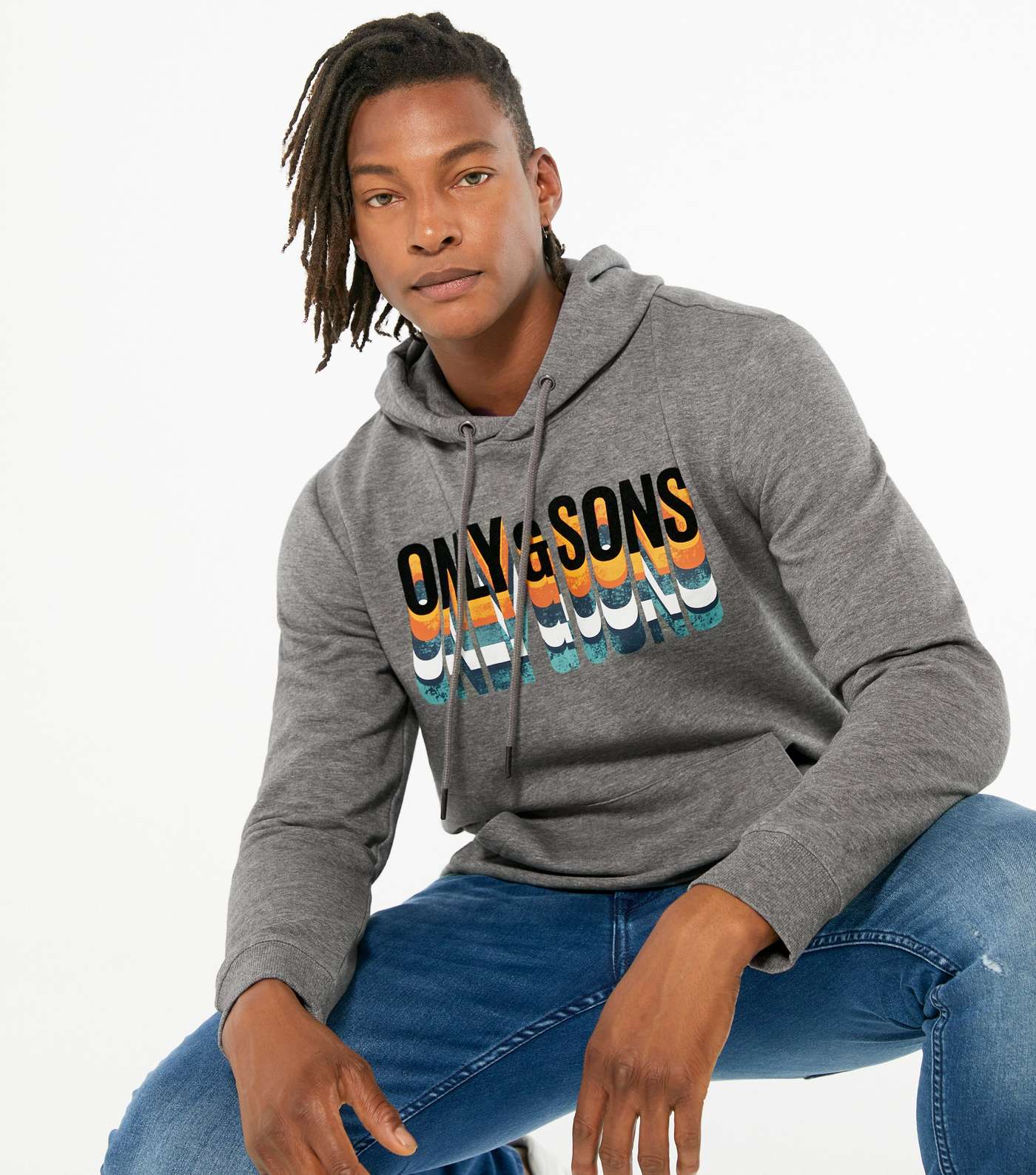 Only & Sons Grey Layered Logo Hoodie