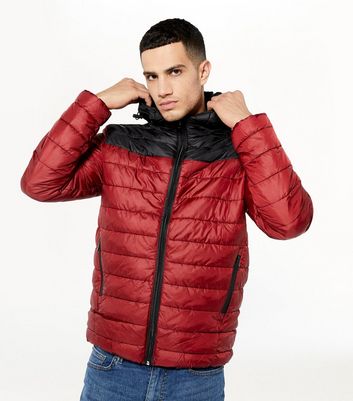 Dark Red Hooded Puffer Jacket 